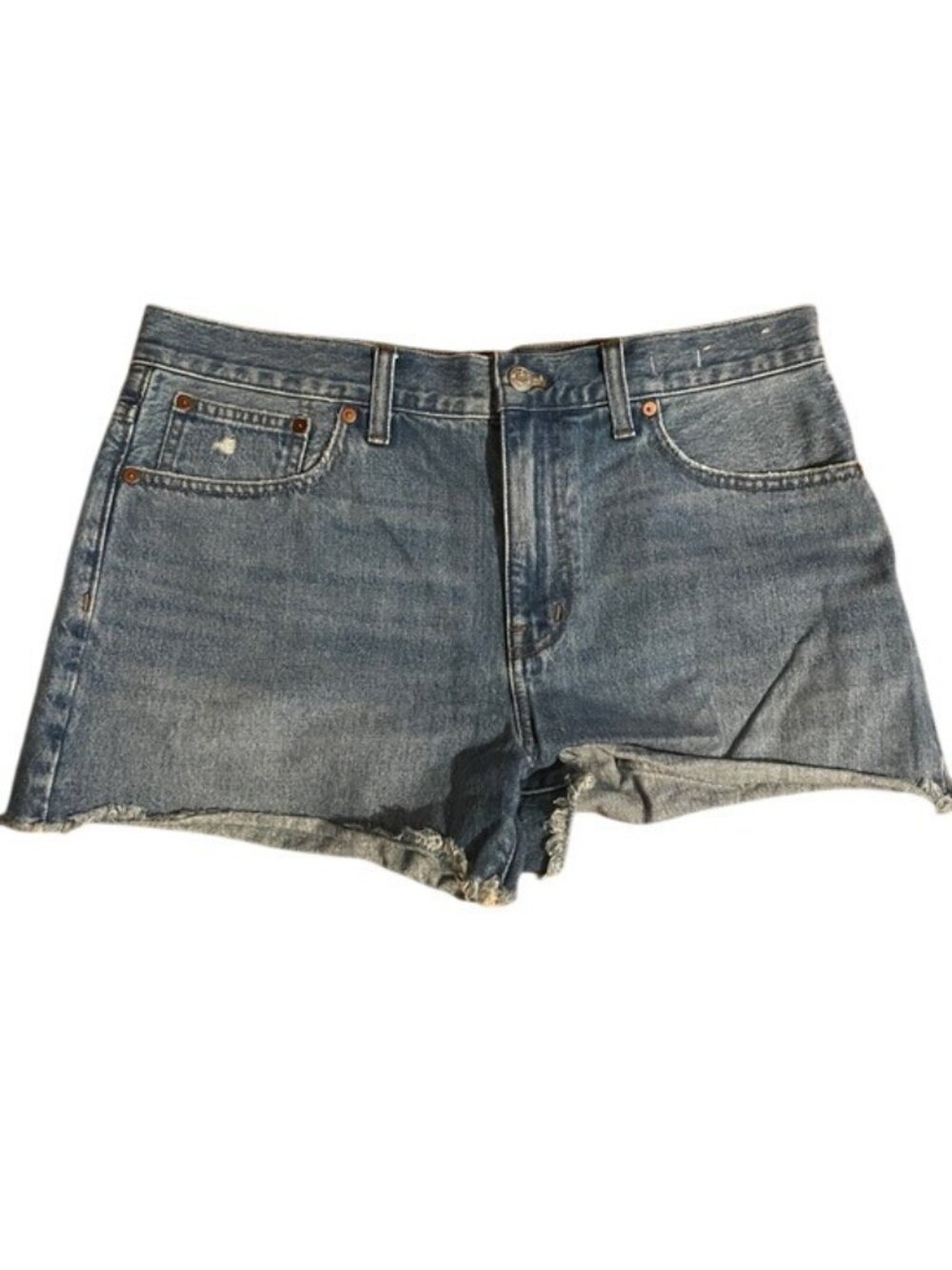 Madewell Relaxed Denim Shorts Womens Size 30 Frayed Hem Light Wash